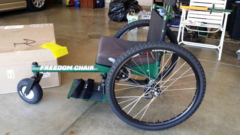Getting to Know My GRIT Freedom Chair receiving: GRIT Freedom Chair newly put together on smooth surface inside garage