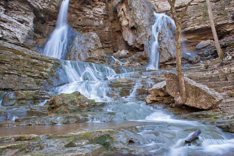 Accessible Hiking Trails You’ve Never Heard Of, Shirley Miller Wildflower Trail in GA: waterfall over rocks in Kensington Georgia